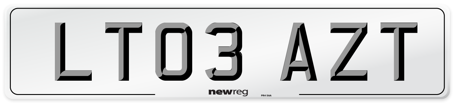 LT03 AZT Number Plate from New Reg